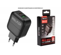 Сетевое зарядное устройство USB + USB-C WALKER WH-37, 3А, 18Вт, быстрая зарядка QC 3.0+PD, черное