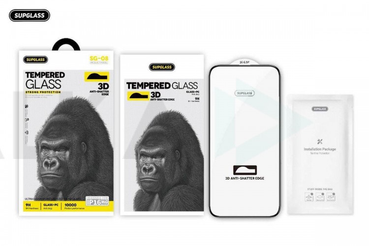 Защитное стекло SUPGLASS Nano Edge Glass SG-08 IPhone 17 Pro (6.3) (силиконовый борт)