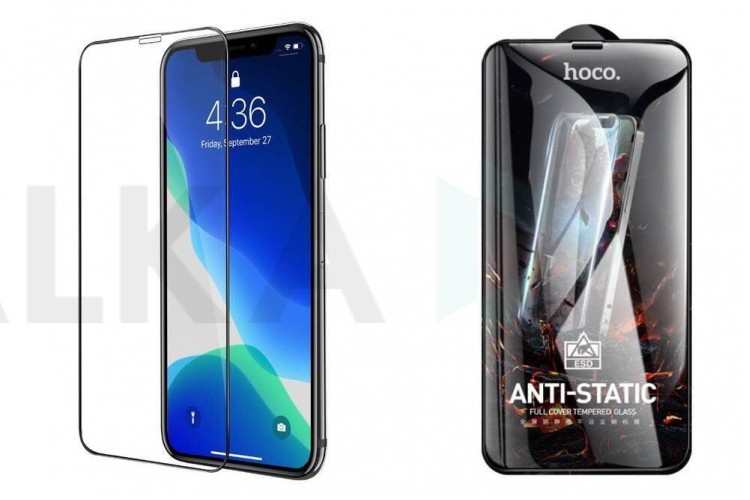 Защитное стекло дисплея iPhone 12/12 Pro (6.1) HOCO G10 AntistaticHD tempered glass без упаковки (черная рамка антистатическое покрытие))