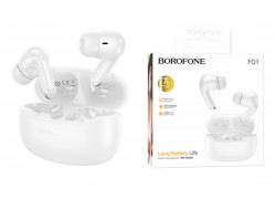 Наушники вакуумные беспроводные BOROFONE FQ1 Plus Shine ANC+ENC Noise Reduction BT headset Bluetooth (топленое молоко)