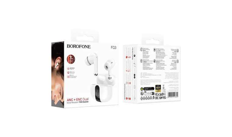 Наушники вакуумные беспроводные BOROFONE FQ3 Soulmate ANC+ENC Noise Reduction BT headset Bluetooth (белый) Наушники вакуумные беспроводные BOROFONE FQ3 Soulmate ANC+ENC Noise Reduction BT headset Bluetooth (белый)