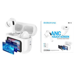 Наушники вакуумные беспроводные BOROFONE BW76 Brocade true wireless ANC noise reduction touch screen BT headset (белый) с дисплеем