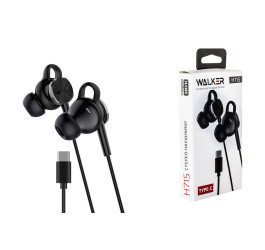 Наушники вакуумные проводные WALKER H715, TYPE-C, микрофон, кнопка ответа, рег.громкости, черные