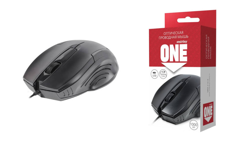 Мышь проводная Smartbuy ONE 210-K черная (SBM-210-K) / 100 Мышь проводная Smartbuy ONE 210-K черная (SBM-210-K) / 100