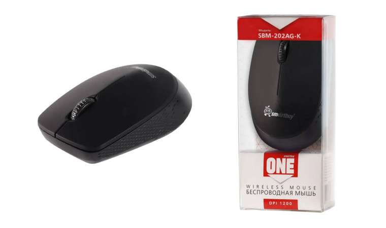 Мышь беспроводная Smartbuy ONE 202AG-K черная (SBM-202AG-K) / 100 Мышь беспроводная Smartbuy ONE 202AG-K черная (SBM-202AG-K) / 100