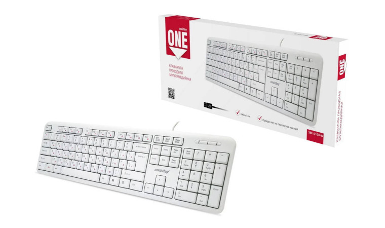 Клавиатура проводная мультимедийная Smartbuy ONE 210 USB белая (SBK-210U-W)/20 Клавиатура проводная мультимедийная Smartbuy ONE 210 USB белая (SBK-210U-W)/20