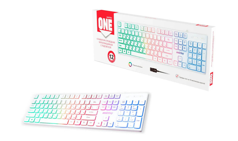 Клавиатура проводная с подсветкой Smartbuy ONE 251 USB белая (SBK-251U-W)/20