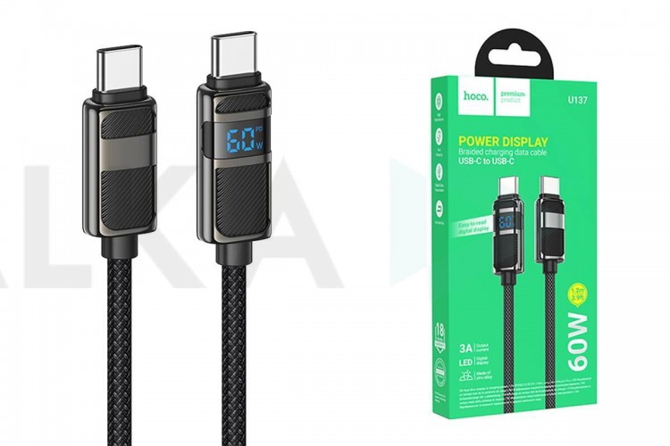 Кабель USB Type-C - USB Type-C HOCO U137 Line 60W (черный) 1м