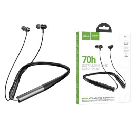 Наушники вакуумные беспроводные HOCO ES71 Platinum neck-mounted earphones headset Bluetooth (черный)