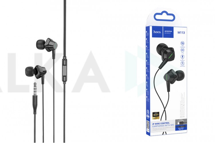 Наушники вакуумные проводные HOCO M113 Landy universal earphones with microphone (черный)