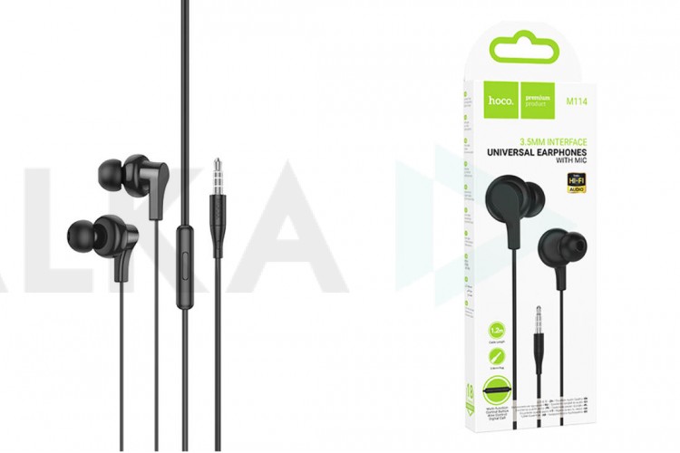 Наушники вакуумные проводные HOCO M114 Jia universal earphones with microphone (черный)