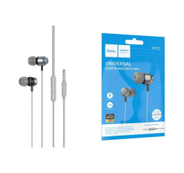 Наушники вакуумные проводные HOCO M122 Power metal universal earphones with microphone (серый)