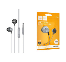 Наушники вакуумные проводные HOCO M125 Smart metal universal earphones with microphone (серый)