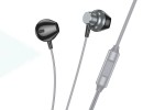 Наушники вакуумные проводные HOCO M125 Smart metal universal earphones with microphone (серый)