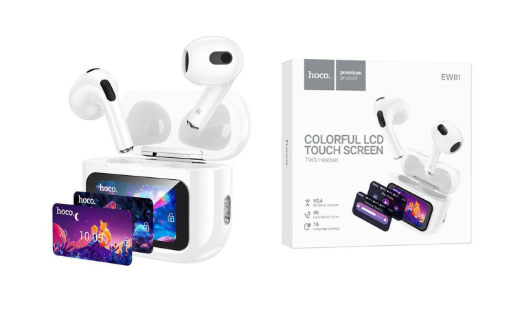 Наушники вакуумные беспроводные HOCO EW81 True wireless stereo headset (белый) с дисплеем Наушники вакуумные беспроводные HOCO EW81 True wireless stereo headset (белый) с дисплеем