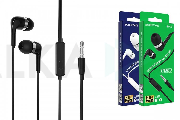 Наушники вакуумные проводные BOROFONE BM39 Refined chat universal earphones (черный)