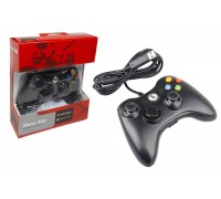 Геймпад проводной для X-BOX 360 черный (упаковка красная, картон)