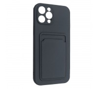 Чехол силиконовый iPhone 13 Pro с отделением под карту (черный)