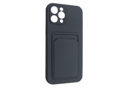 Чехол силиконовый iPhone 11 Pro Max с отделением под карту (черный)